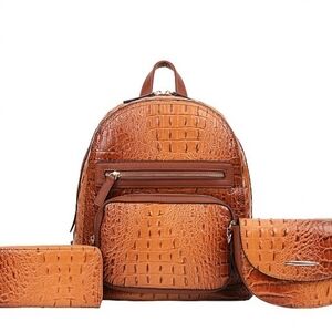 Crocodile Embossed Backpack 3pc Set